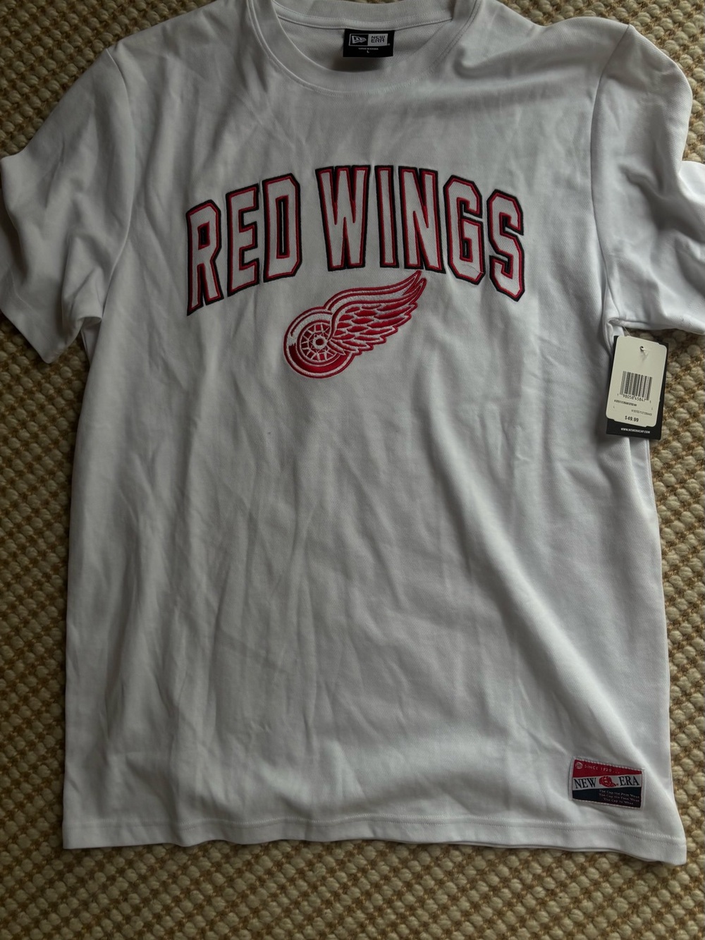 New Era Detroit Red Wings White Embroidered Logo Tee